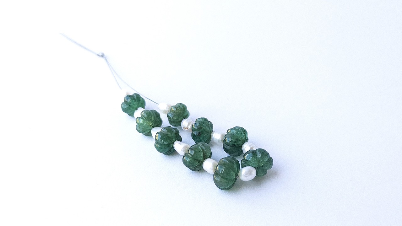Emerald & Freshwater Pearl | Pumpkin Cut | 8-10.3mm Bead Size | 9 Pieces | 43 Carats video