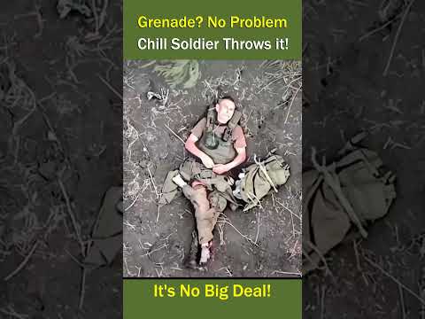 Soldier Casually Throws Away Drone Dropped Grenade