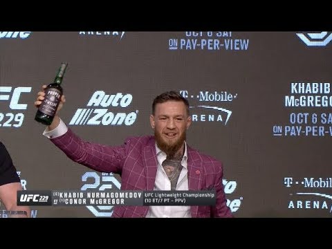 Conor McGregor rips shot with Dana White at UFC 229 Press Conference