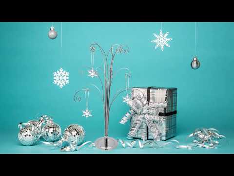HOHIYA 20 Inch Ornament Display Tree with 15 Hooks Black Tabletop Christmas Ornament Stand for Swarovski Crystal Ornaments, Jewelry Charms and Keepsake Collectibles video