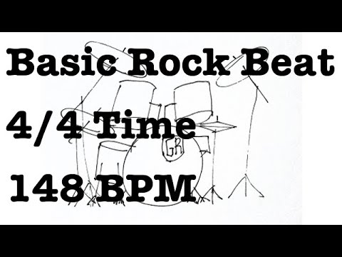 148 BPM Basic Rock Drum Beat - 4/4 Time - Metronome Loop 148BPM - Rock Beat - Drum Backing Track