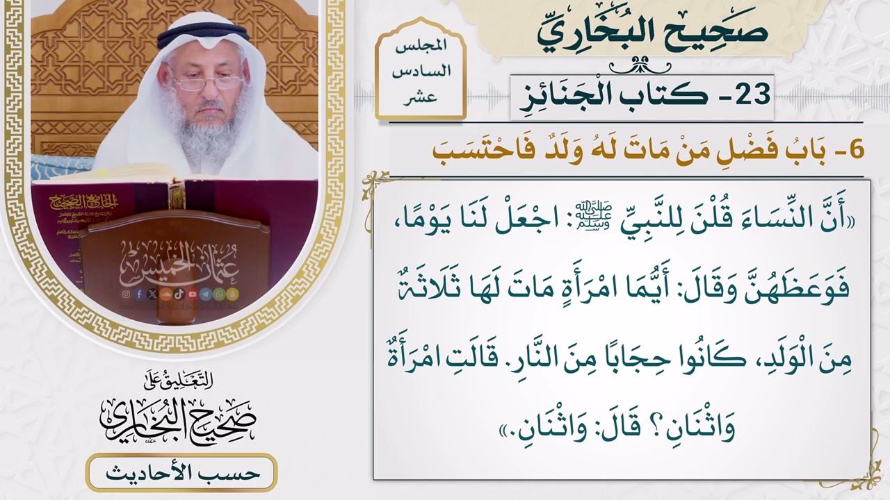 [1250-1249] حديث: أيما امرأة مات لها ثلاثة من الولد كانوا حجابًا من النار [[ كتاب ال?
