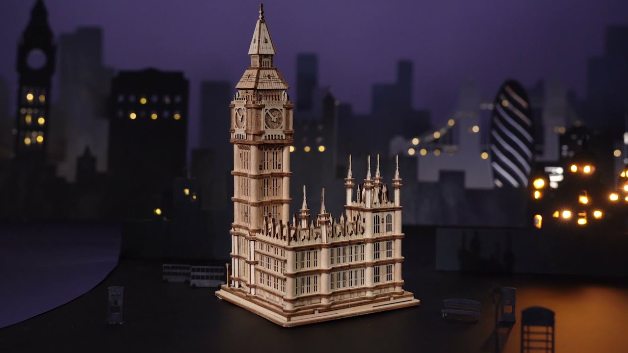 RoboTime dřevěné 3D puzzle most Tower Bridge svítící