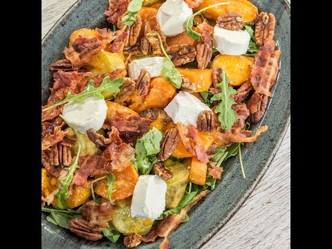 Bacon, Pecan, and Sweet Potato Arugula Salad for Two