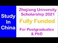 Zhejiang University Scholarships 2021  (how to apply)