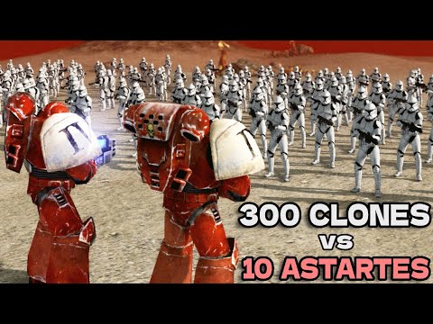 Can 300 Clone Troopers kill 10 Space Marines?