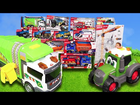 🚛🚜 Zielona śmieciarka i ciągnik rolniczy 🚦 zabawkowy dla dzieci