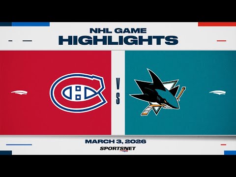 NHL Highlights | Canadiens vs. Sharks - March 3, 2026