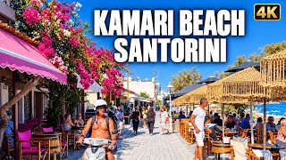Kamari Beach, Santorini 🇬🇷 4K Walking Tour | Beautiful Seafront Walk in Greece