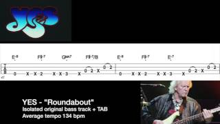 Yes "Roundabout" original Chris Squire isolated bass track and video TAB