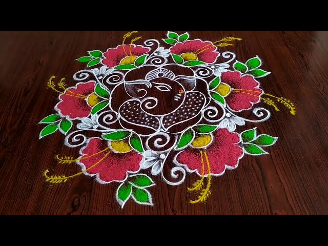 Ganesh chathurthi special rangoli design by latest rangoli - video 2