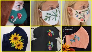 20+ DIY Flower Hand Embroidery Designs on Face Masks