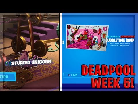 WEEK 5 DEADPOOL CHALLENGES In Fortnite Battle Royale! STUFFED UNICORN & BRIDGES Locations!!