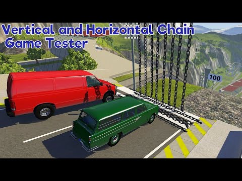 Vertical and Horizontal Giant Chain Crashes High Speed Car Jump - BeamNG.drive Giant Chain Vs Cars