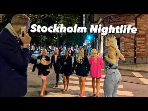 Stockholm Nightlife 4K,Sweden-Summer Walking Tour - Stureplan