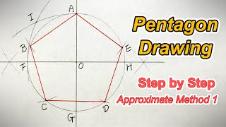 How to Draw Pentagon with an Unscaled Ruler and Compass - Step by Step (Approximate Method 1)