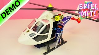 Playmobil Deutsch Verbrecherjagd mit POLIZEI HELIKOPTER MIT LED-SUCHSCHEINWERFER - Demo