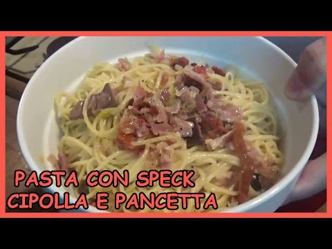 Pasta con speck, pancetta, cipolla, olive e pomodori secchi - Spaghetti alla Zio Roberto