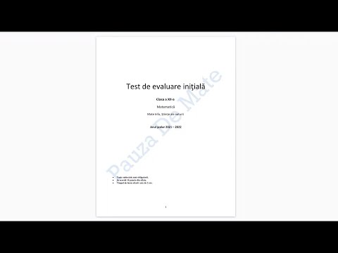 Test evaluare initiala clasa a XII-a - Mate-Info & Stiinte ale naturii - Model Pauza de Mate