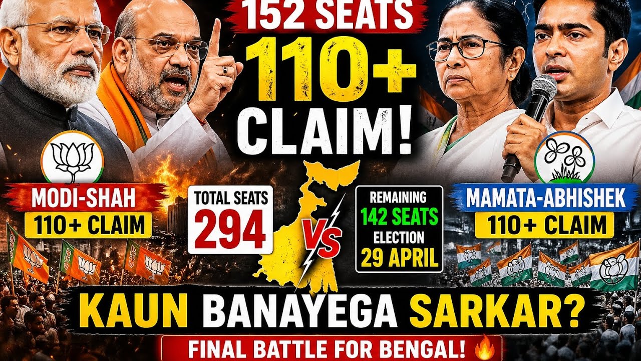 Modi vs Mamata 🔥 152 Seats Pe Clash | Remaining 142 Seats Decide Karega CM#news #trending #viral