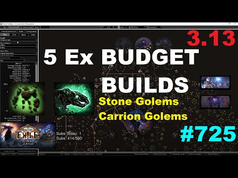 [Path of Exile 3.13] 5 Ex Budget Builds Carrion Golem Necromancer & Stone Golem Elementalist - 725