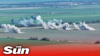 Russian unit hiding in trees destroyed by Ukrainian artillery strike