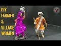 MAKE FARMER AND VILLAGE WOMAN USING PAPER SCHOOL PROJECT MAKING OF CHARACTERS FARMER