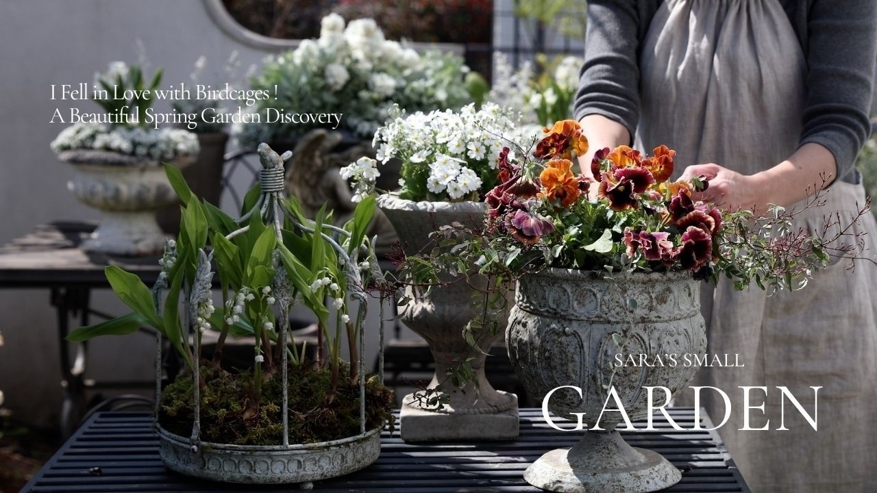 鳥かごで変わる小さな庭の見え方 / おしゃれなガーデン雑貨で見せる春の庭