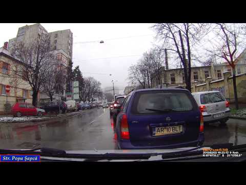 Driving in Timişoara: Calea Lipovei - Universitate (winter day with a little snow)