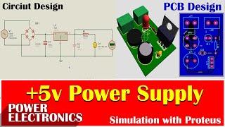How to design PCB in Proteus in 10 Minutes || +5v Power Supply Circuit Design and Simulation