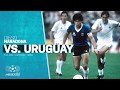 Diego Maradona en el Mundial México 1986. Seguimiento frente a Uruguay