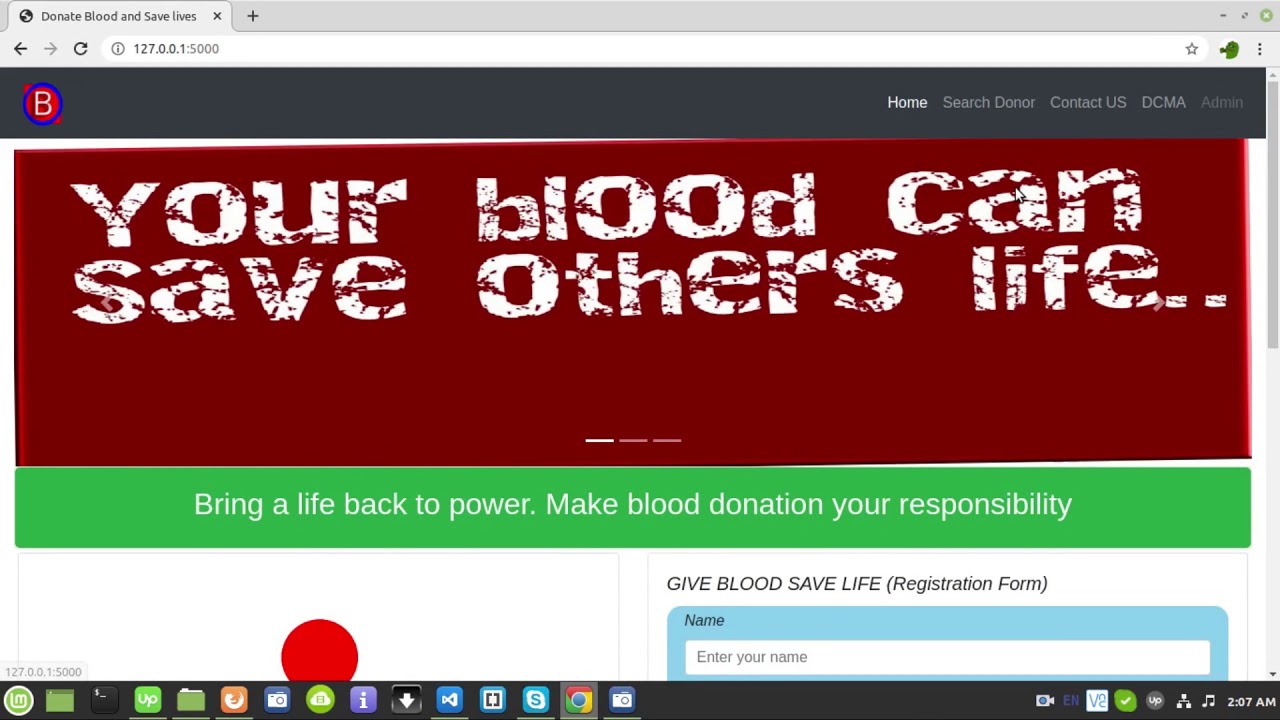 Blood donation system using python3 Flask