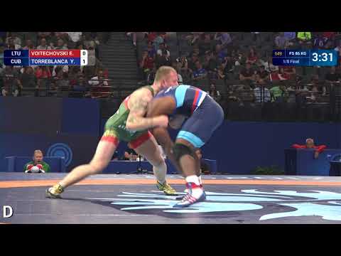 1/8 FS - 86 kg: Y. TORREBLANCA  (CUB) df. E. VOITECHOVSKI (LTU) by VPO, 2-0
