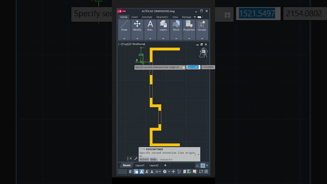 DCO (Dim continue) - AutoCAD Tutorial #autocad #architecture