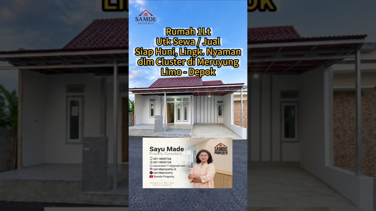 Rumah 1Lt, Siap Huni, Lingk. Nyaman Dlm Cluster di Meruyung, Limo
