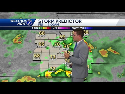 Scattered showers, storms Friday morning