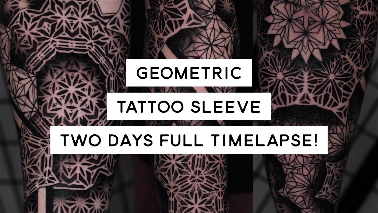 12-Hour Geometric Sleeve Tattoo in 12 Minutes | Lower Arm & Elbow | Timelapse by Raul Wesche