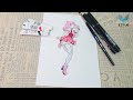 How To Watercolor Paint Beautiful Mikatan Narugino In Punchline Anime Art Drawing