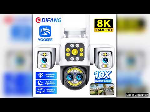 Yoosee WiFi Camera Outdoor 8K 16MP Four Lens Three Screen CCTV Ai Track Video PTZ 360 Surveillance