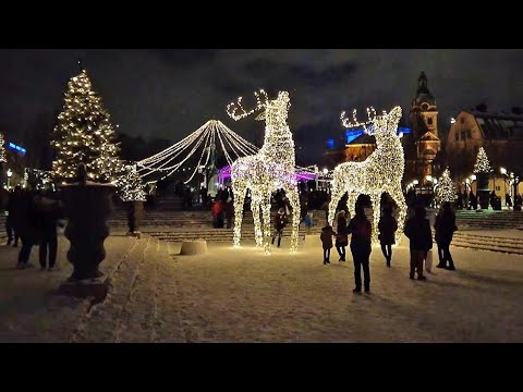 Sweden, Stockholm Snowfall during Christmas Walk of Lights 2021