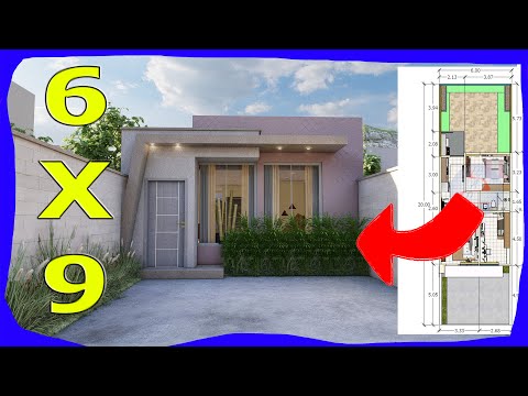 SMALL House Plan of 6x9 Meters 2 BEDROOMS AND ONE floor