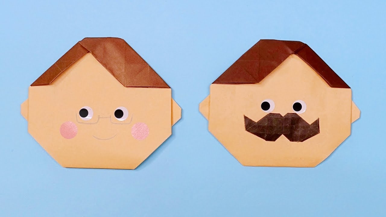 折り紙「お父さんの顔」の折り方を音声解説（ともきち）