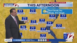 WPRI 12 Weather Forecast for 8/25/26:  Warm and dry today