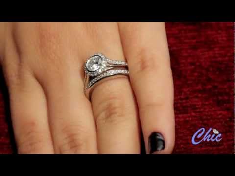 Elegant Engagement ring with a matching band with cz in platinum- Item #PMA6420