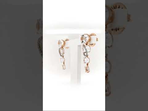 Aretes Brumani colección Looping shine con cuarzo translúcido y diamantes en oro blanco y rosa 18k