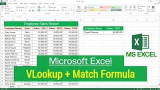 Download the video "MS Excel - VLookup with Match Function | How to use VLookup with Match Formula in Microsoft Excel"