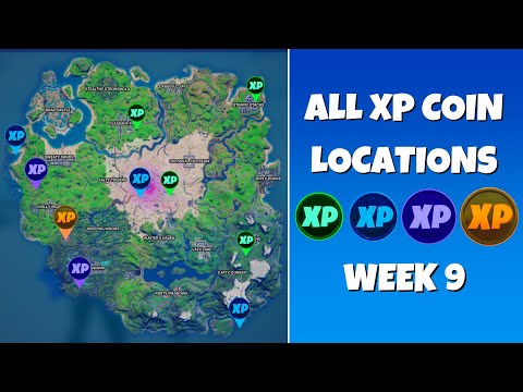 All 10 XP Coins Locations in Fortnite Season 5 Chapter 2 Week 9! (Green, Blue, Purple, and Gold)