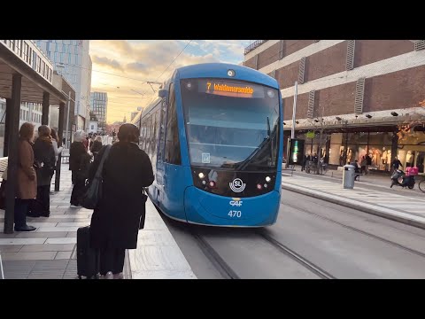 Riding the Stockholm tram through central city. Including the most exclusive street Strandvägen