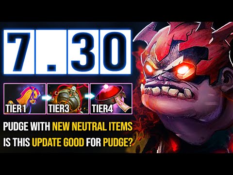 [2 Games] Pudge First Time with New Neutral Items Patch 7.30 | Dota 2 New Update | Pudge Official