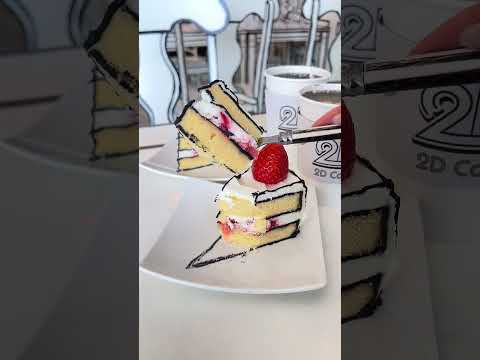 Encontré una cafetería donde puedes comer los populares pasteles 2D en Corea. ¡El interior en blanco y negro era demasiado lindo! #Shin-Okubo Gourmet